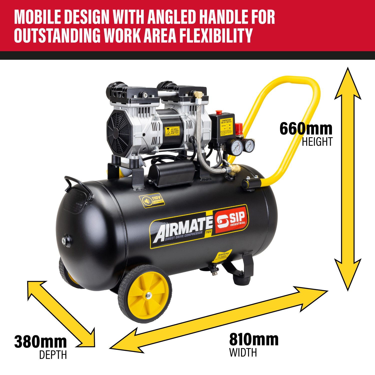 8.75CFM piston displacement and 5CFM Free Air Delivery (FAD)