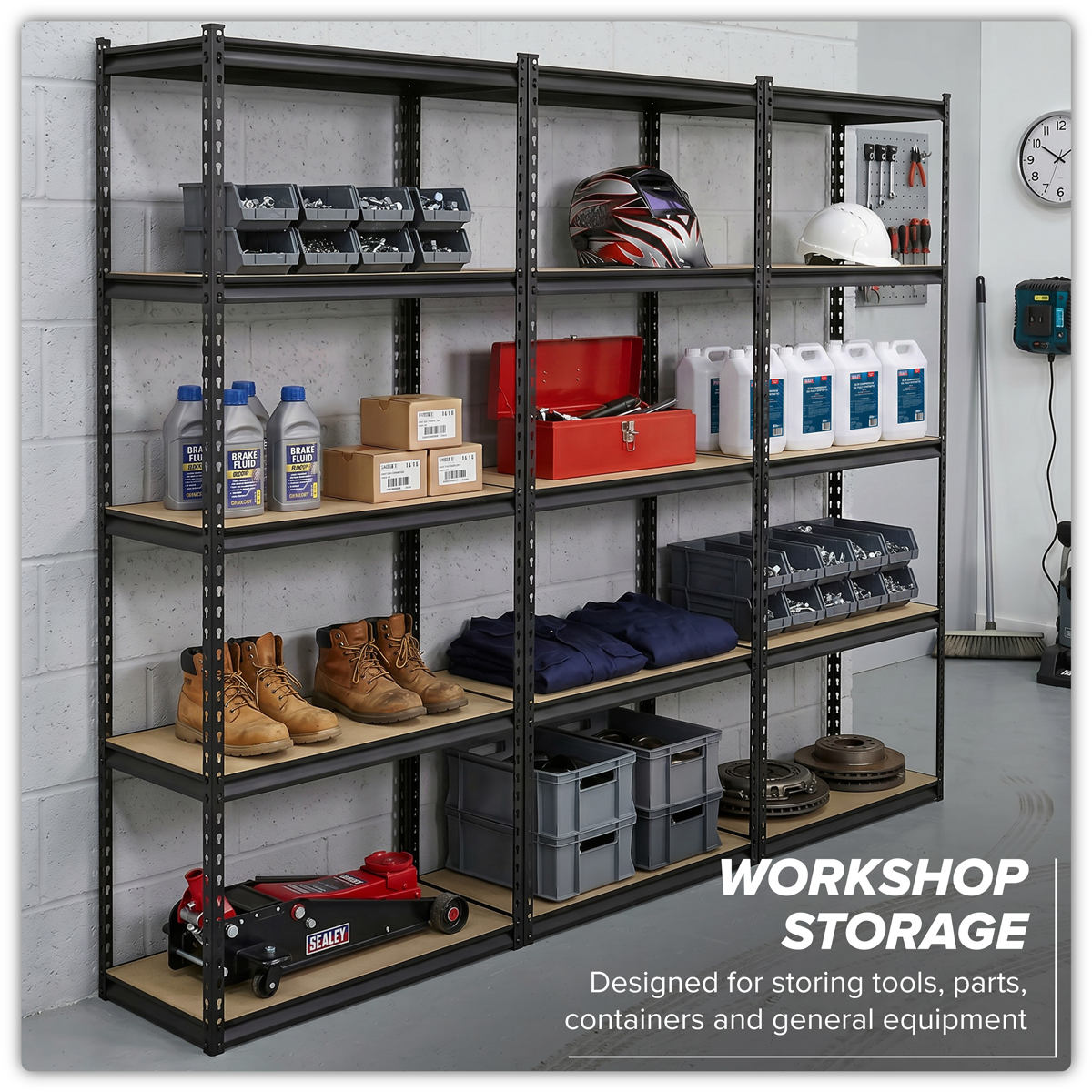 Sealey Racking Unit with 5 Shelves 340kg Capacity Per Level - Set of 3 AP900RCOMBO1