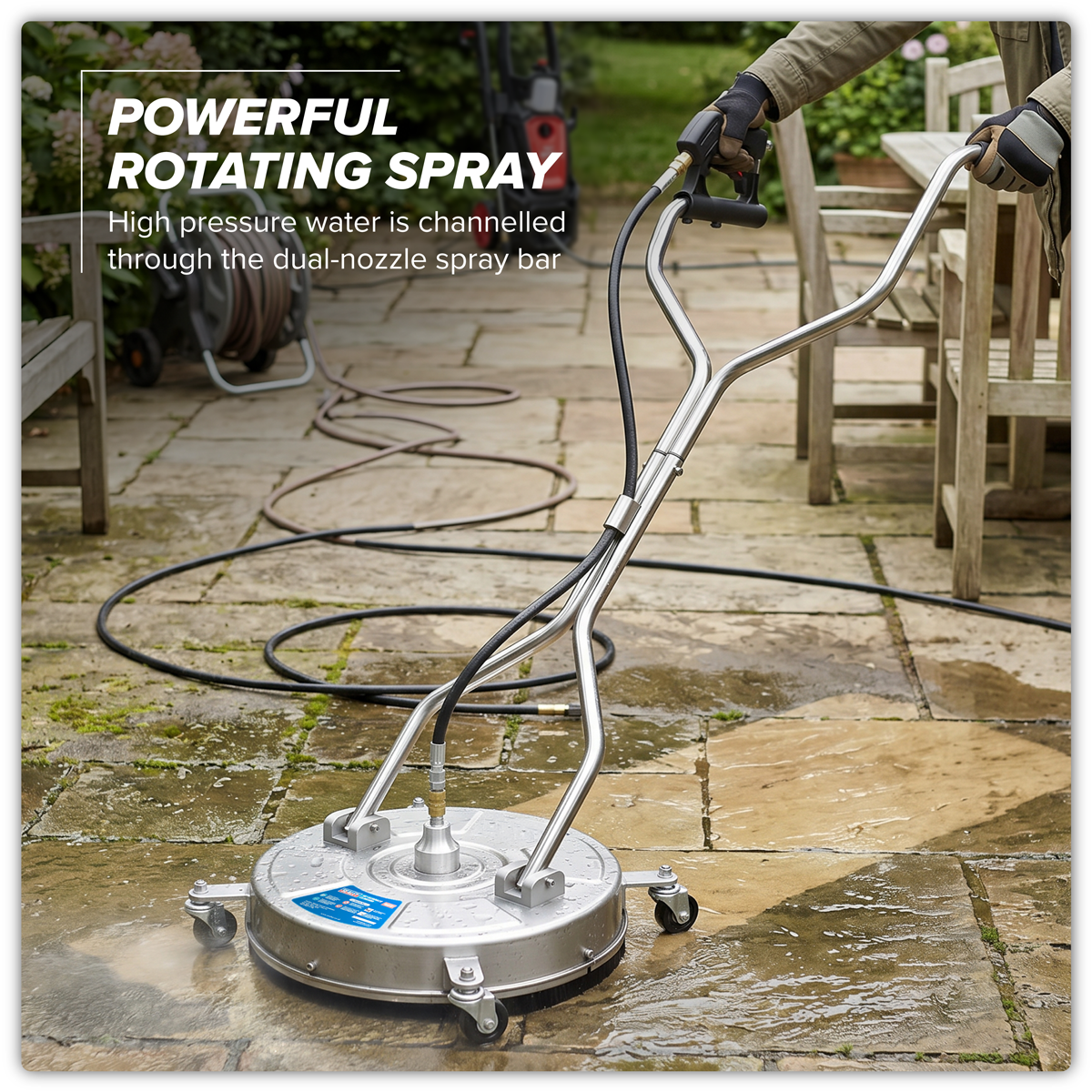 Heavy duty patios, driveways, and large flat surfaces cleaner
