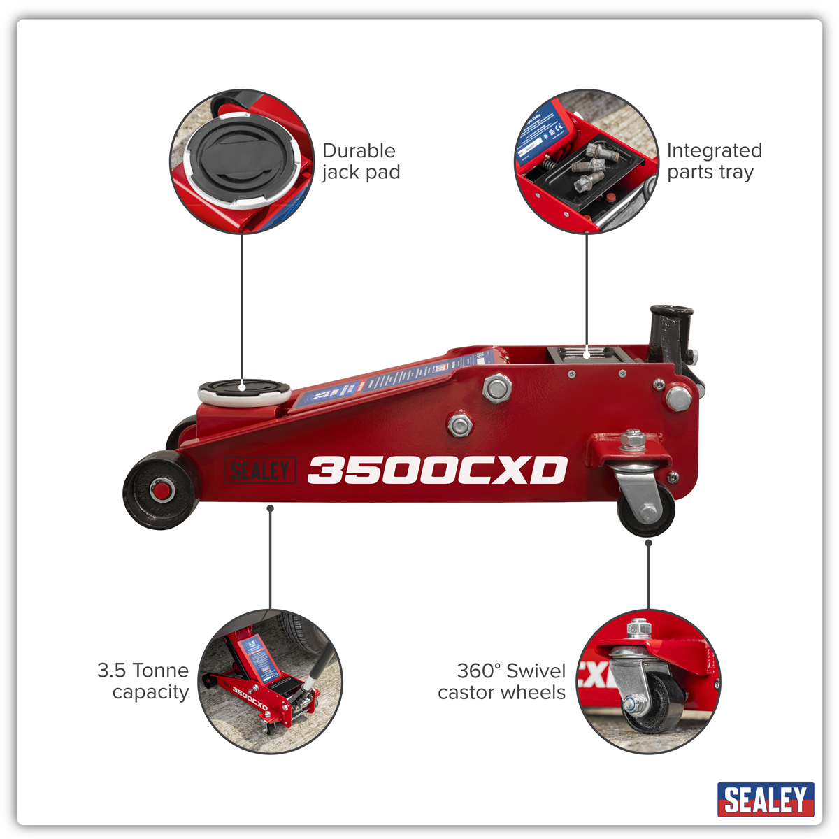 Sealey 3500CXD 3.5 Tonne Trolley Jack