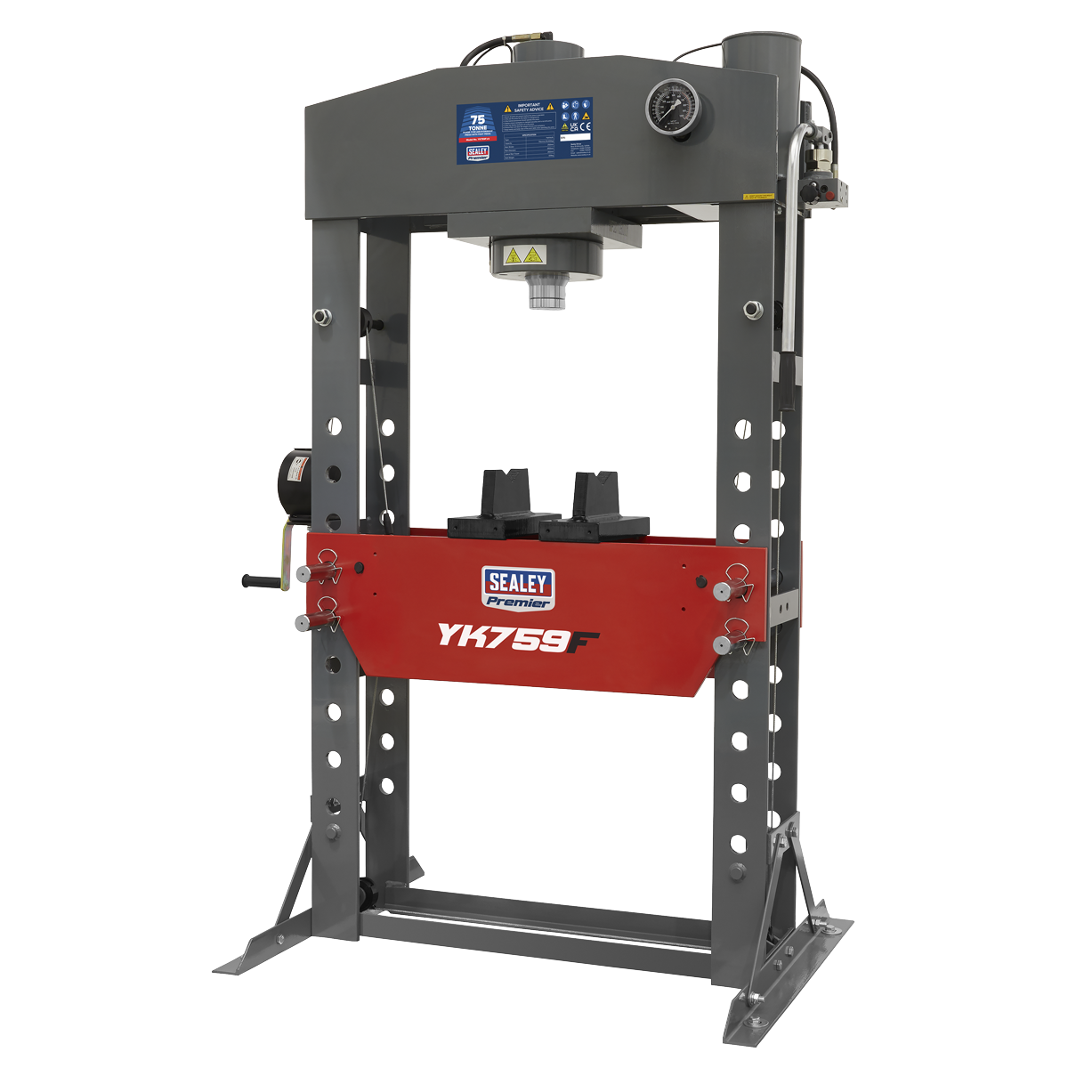 • Heavy-duty steel frame construction with 2-speed hydraulic pump unit.