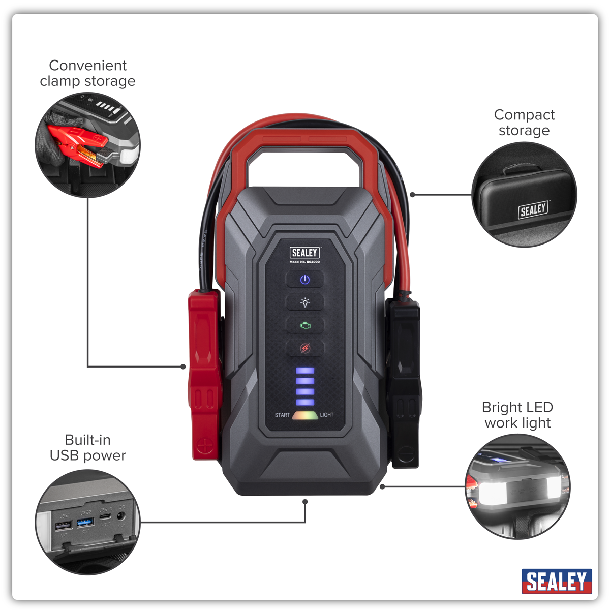 Sealey RoadStart 12V Jump Starter Power Pack 4000A RS4000