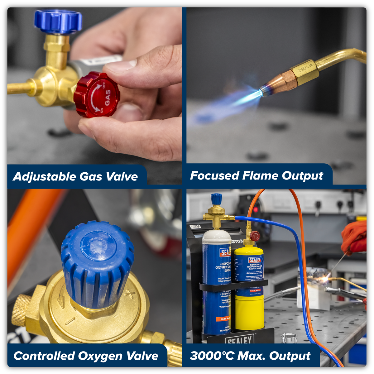 Sealey MAPP Gas & Oxygen Brazing Kit with 400g MAPP Cylinder & 950ml Oxygen Cylinder SMGKIT02