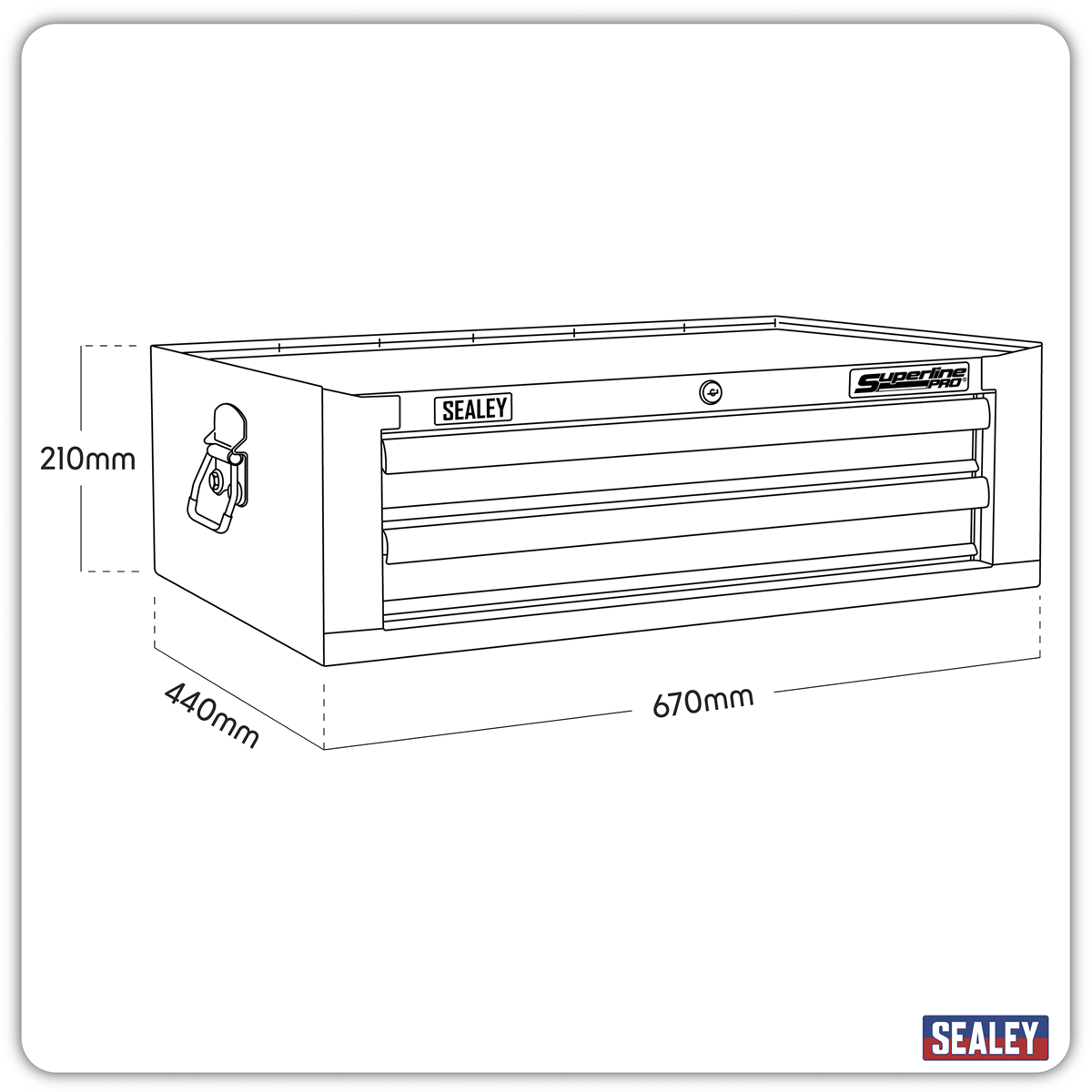 Sealey Superline PRO Mid-Box Tool Chest 2 Drawer  diagram