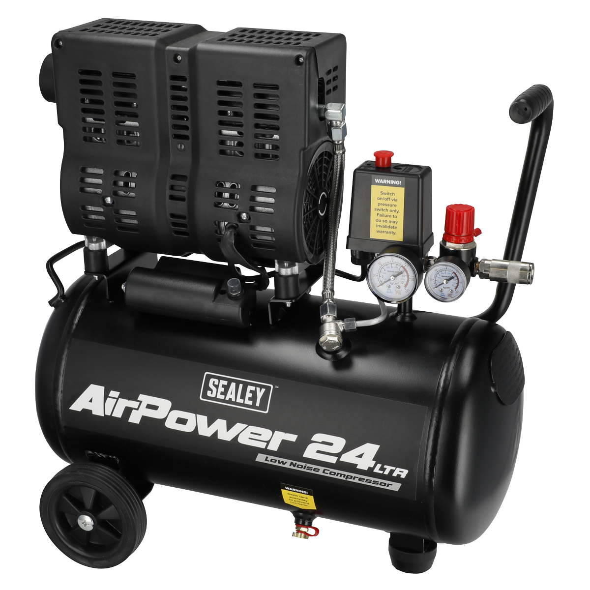 Sealey 24L Low Noise Oil Free Direct Drive Air Compressor 1hp SAC2400S