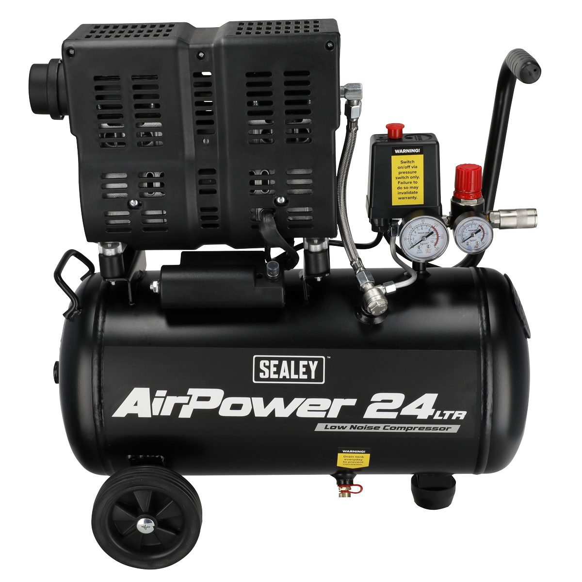 Sealey 24L Low Noise Oil Free Direct Drive Air Compressor 1hp SAC2400S