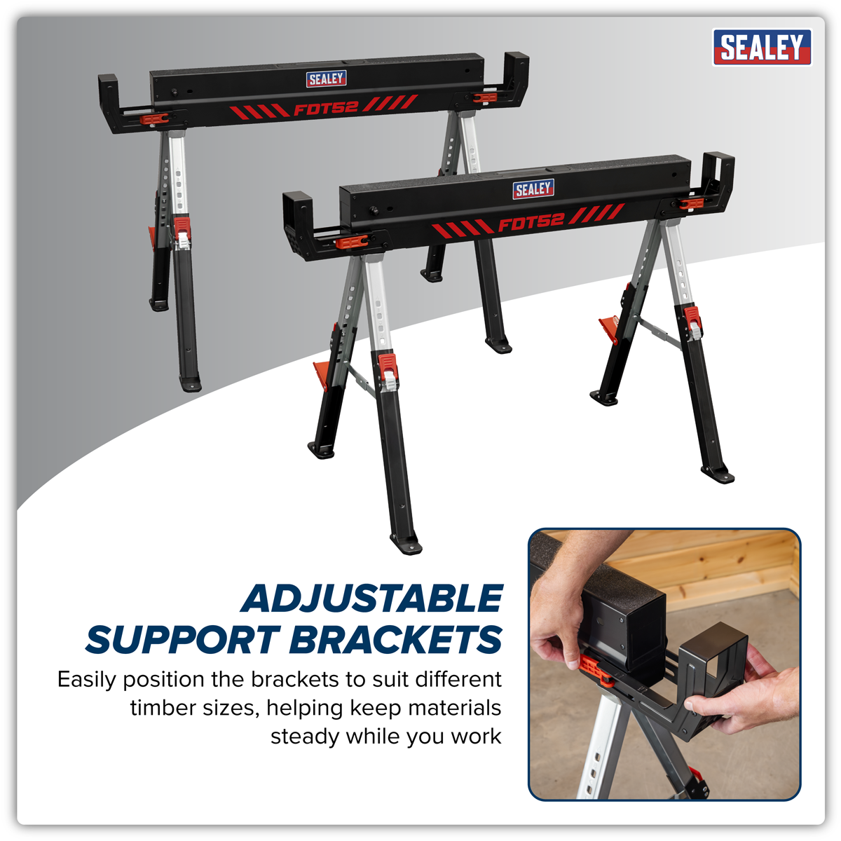 • HEAVY-DUTY - Built for strength and versatility, this set of sawhorses offers a combined load capacity of 1180kg (590kg each), perfect for tough, challenging tasks.