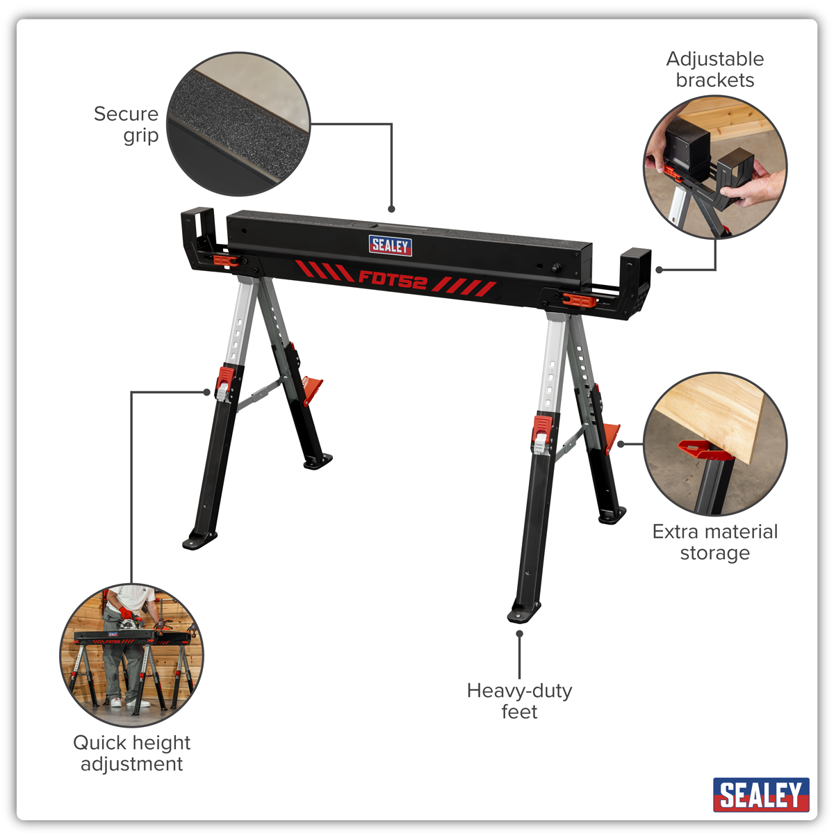 • FULLY ADJUSTABLE - Legs adjust from 620mm to 820mm for maximum flexibility.
