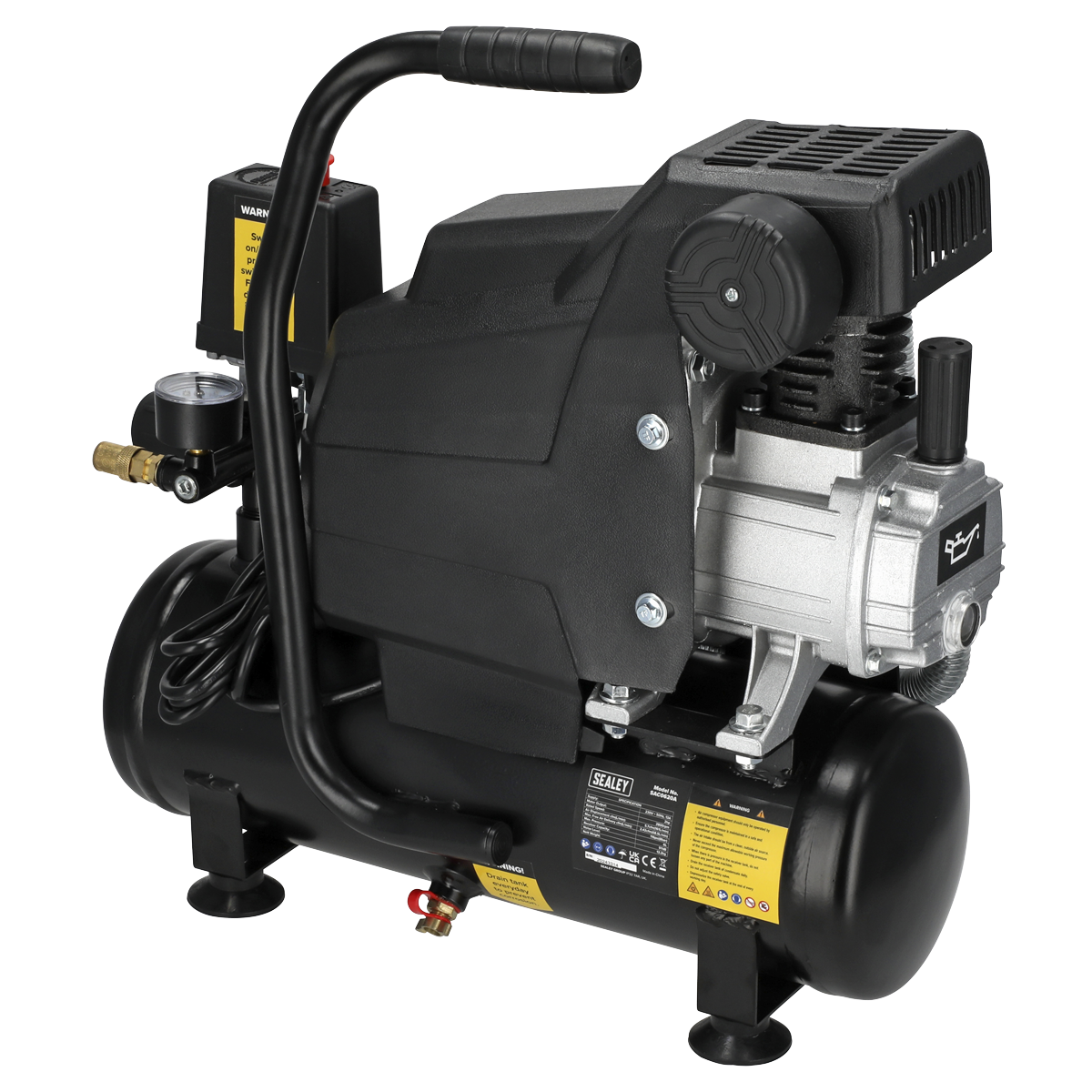 AUTOMATIC CUT-OUT- Fitted with fully automatic pressure cut-out switch and twin gauges displaying tank and working pressures