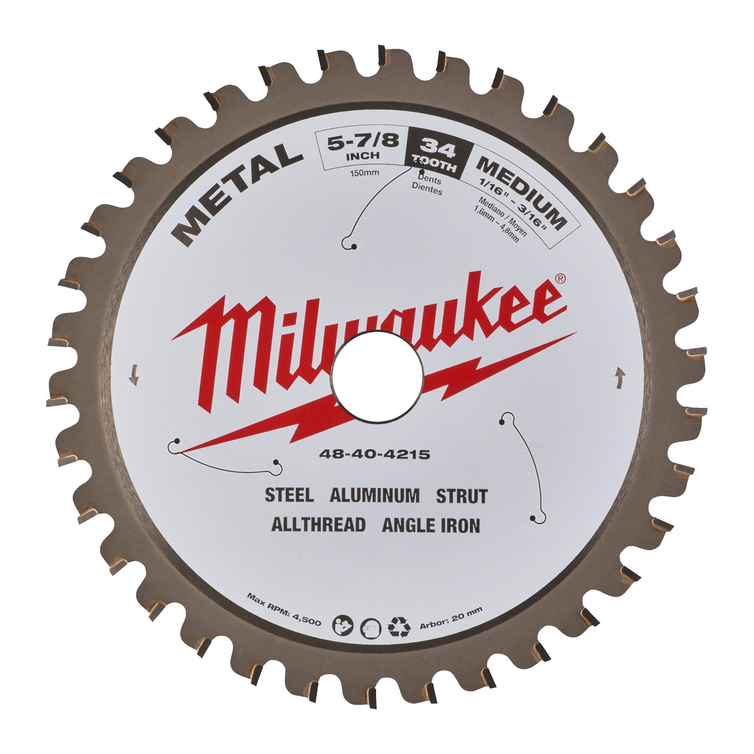 Milwaukee Circular Saw Blades for Metal 135 x 20 x 1.6 x 30T 48404070