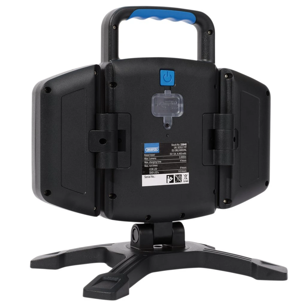 Draper COB SMD Rechargeable Work Light and Powerbank, 18W, 2,000 Lumens, USB-C Cable Supplied 23848