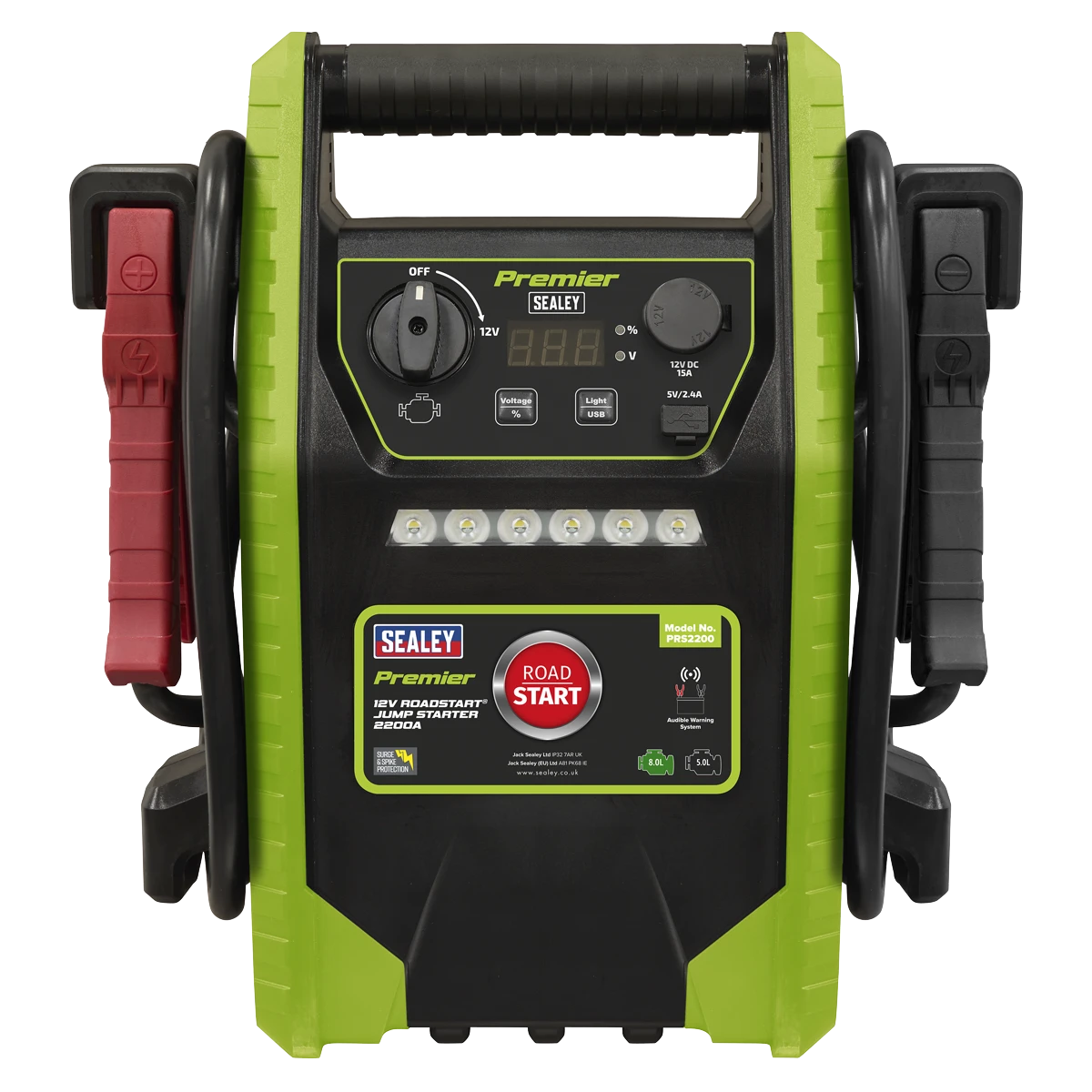 SAFETY FEATURES - Built in safety features include reverse charging both visual and audible, short circuit and reverse polarity protection and rotary switch for spark-free connection