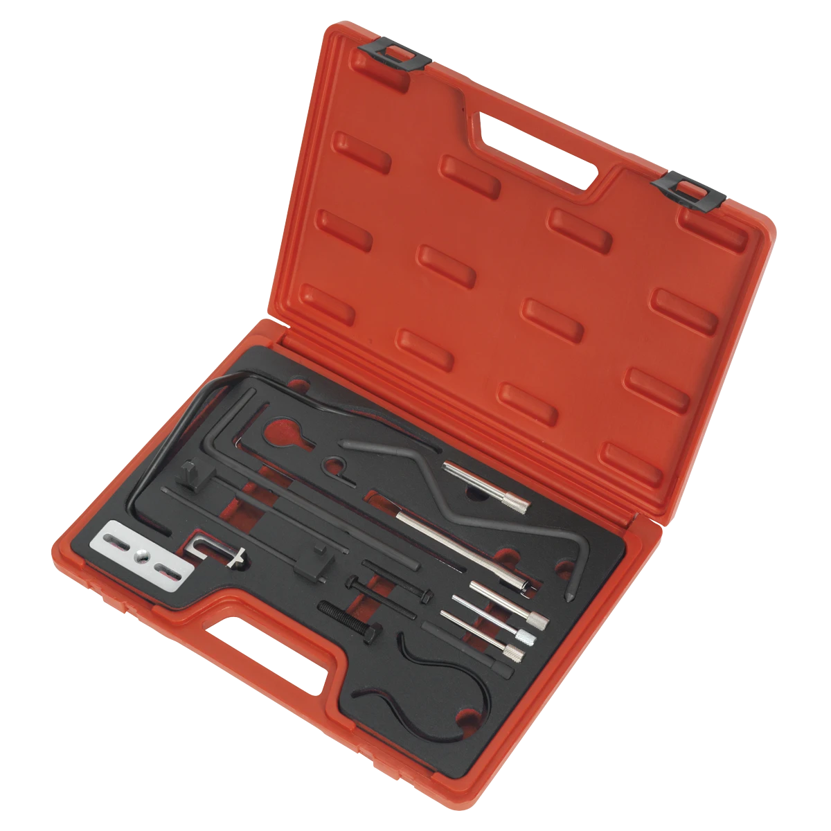 Specialised timing tool kit covering belt replacement applications on a comprehensive range of Ford/PSA 1.4, 1.5, 1.6, 2.0 and 2.2HDi/TDCi common rail diesel engines