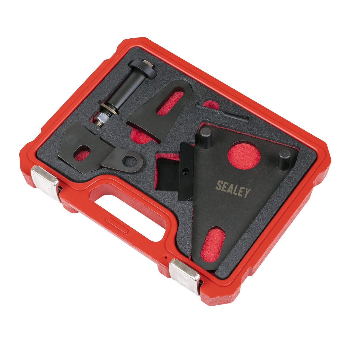 ESSENTIAL TOOLS - Contains the tools required for locking the flywheel and front pulley and for timing chain