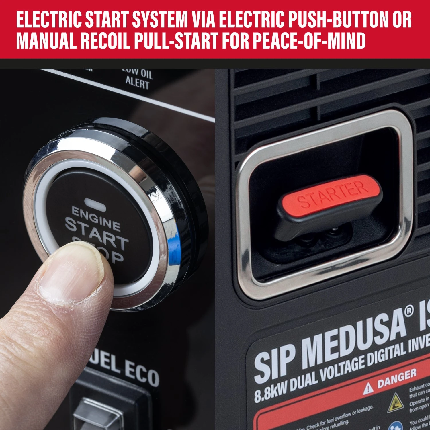 SIP Medusa ISG8800 generator electric start-stop push button