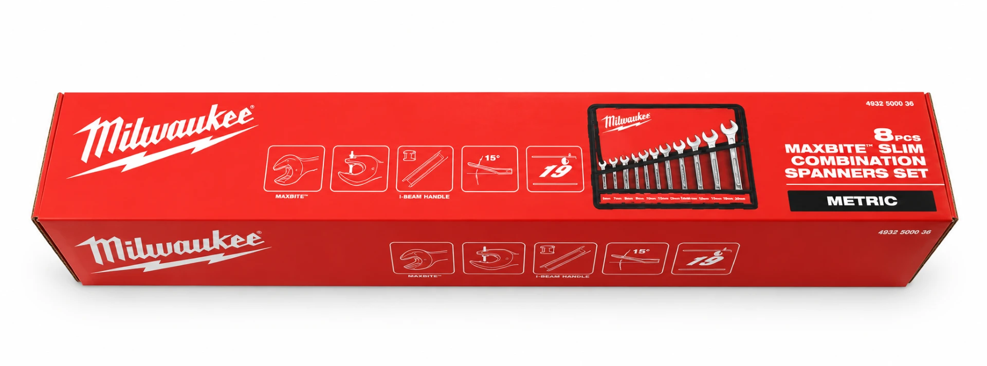 Milwaukee MAXBITE Slim Spanner Set 8pc view of box