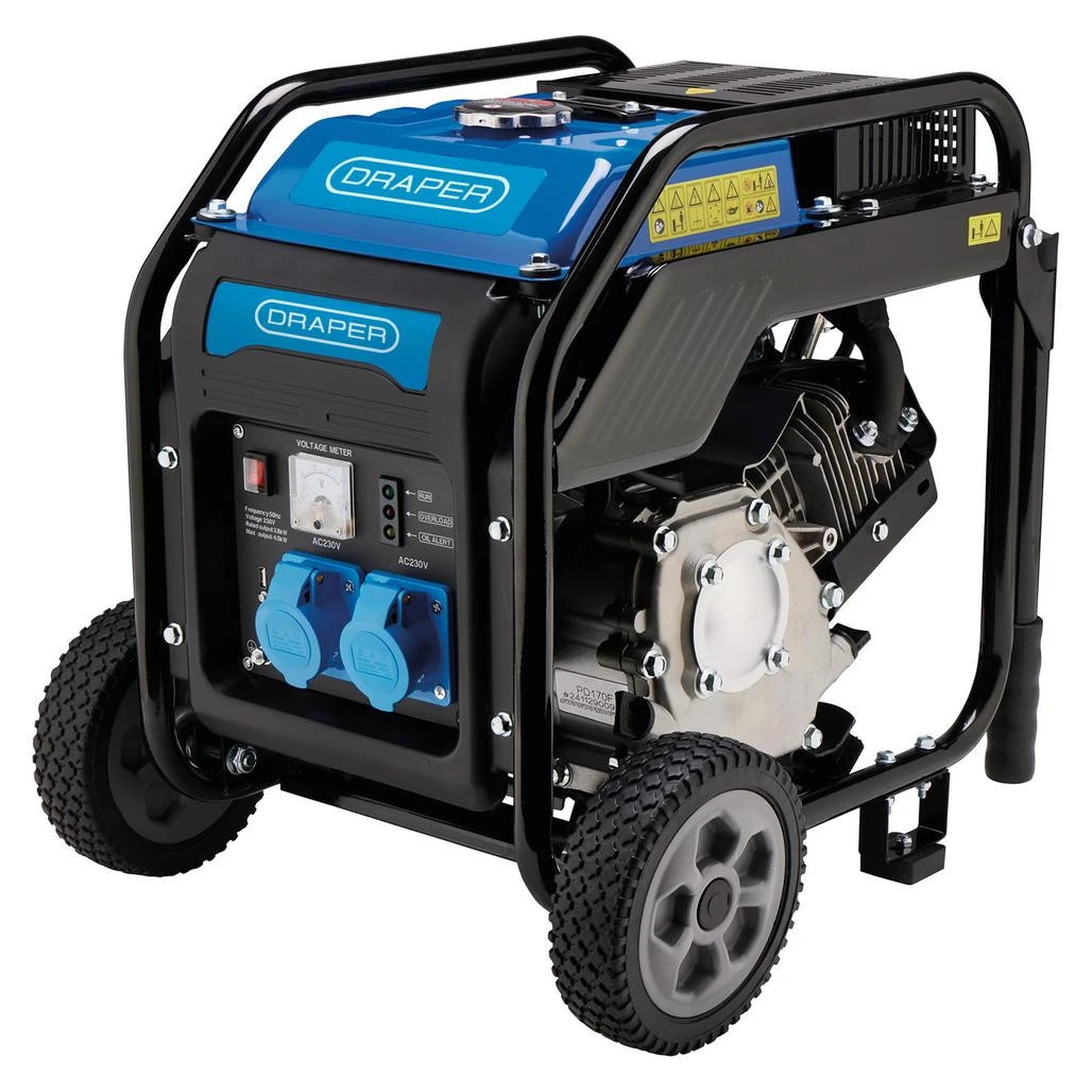 Draper 3.8kVA portable petrol inverter generator side view 98683
