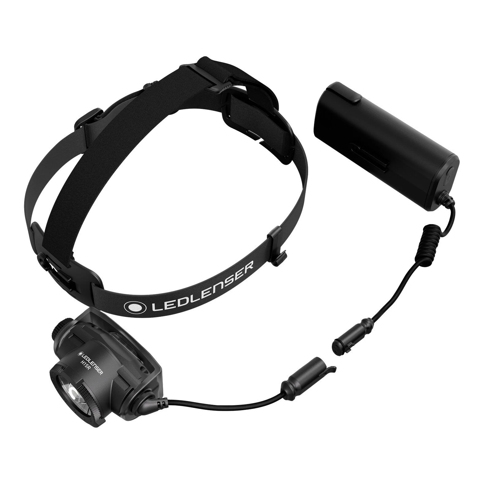 Ledlenser H15R Rechargeable Head Torch Adjustable Headband and Rear Battery Cable