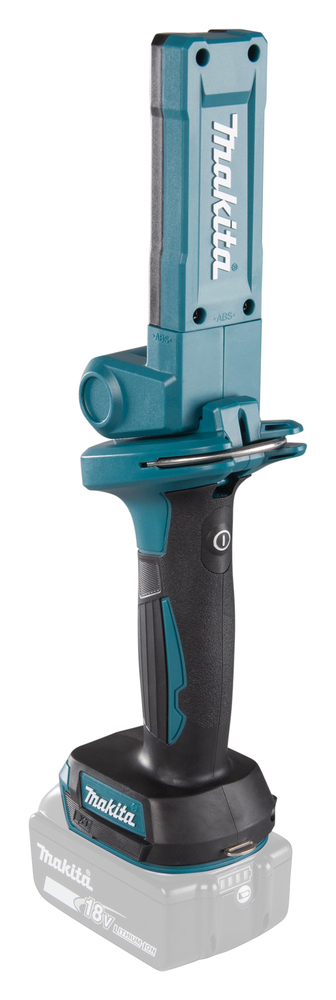 Makita DML816X 18V cordless flashlight showing the lamp head and handle