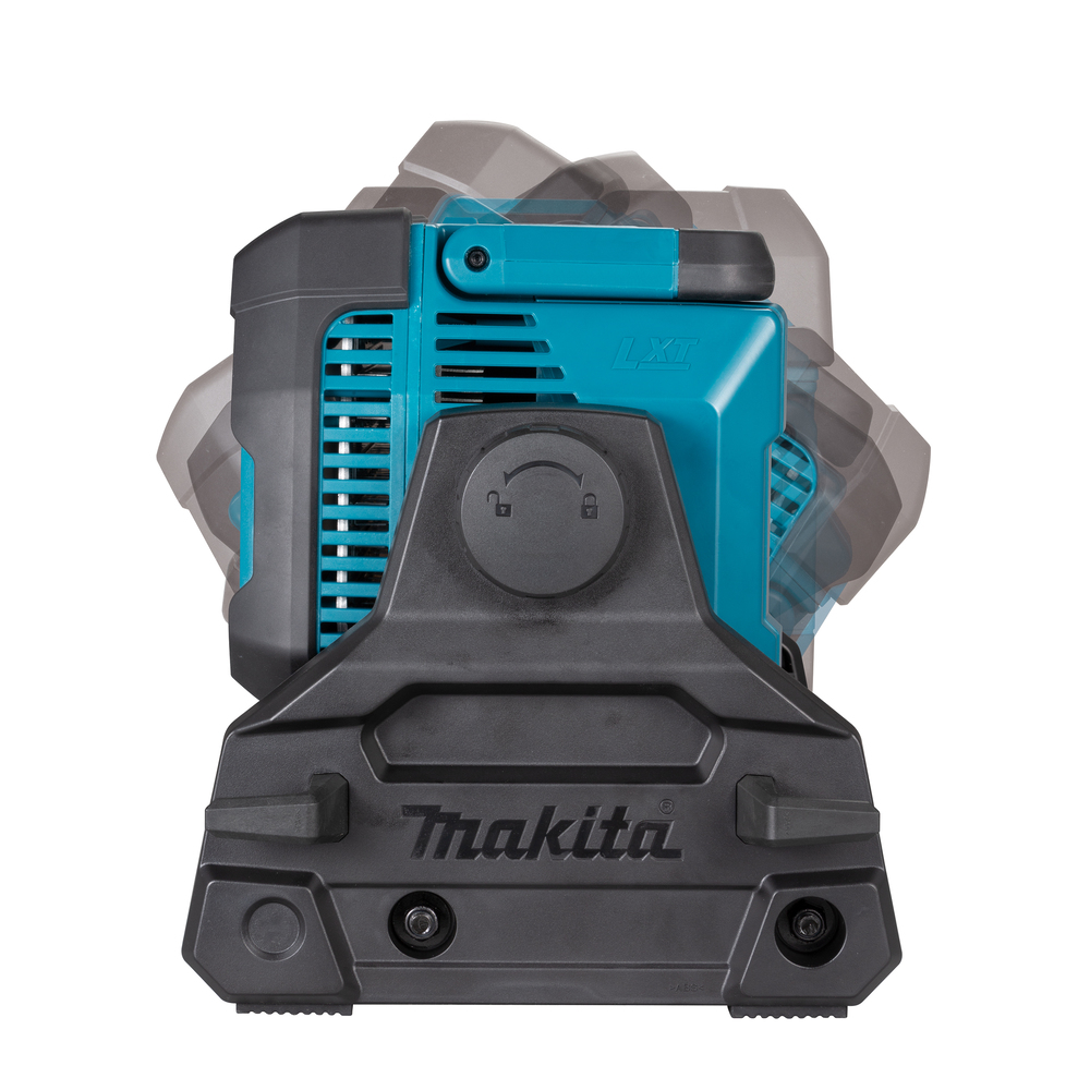 Makita DML809 LED worklight showing the rear housing, control panel and support frame