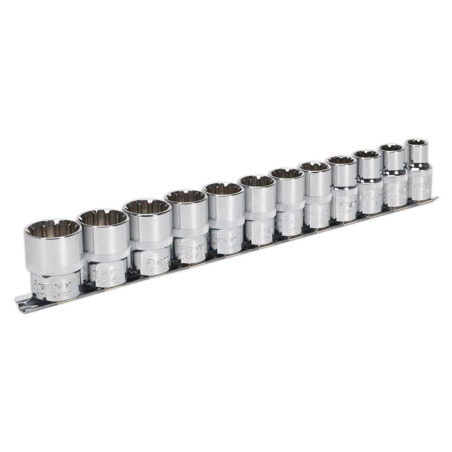 Socket Set 12pc 1/2"Sq Drive | Chrome Vanadium steel Total Drive® sockets, hardened and heat treated for strength with a fully polished mirror finish for resistance to corrosion. | toolforce.ie
