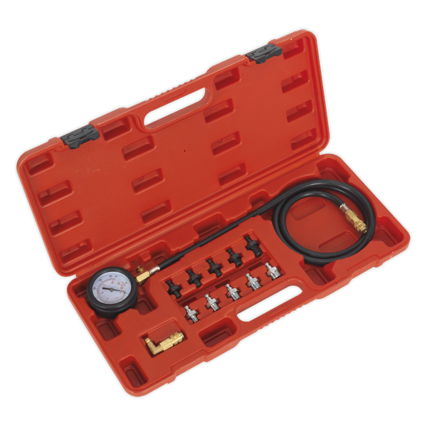 Oil Pressure Test Kit 12pc | Ø65mm Gauge fitted with heavy-duty cover. | toolforce.ie