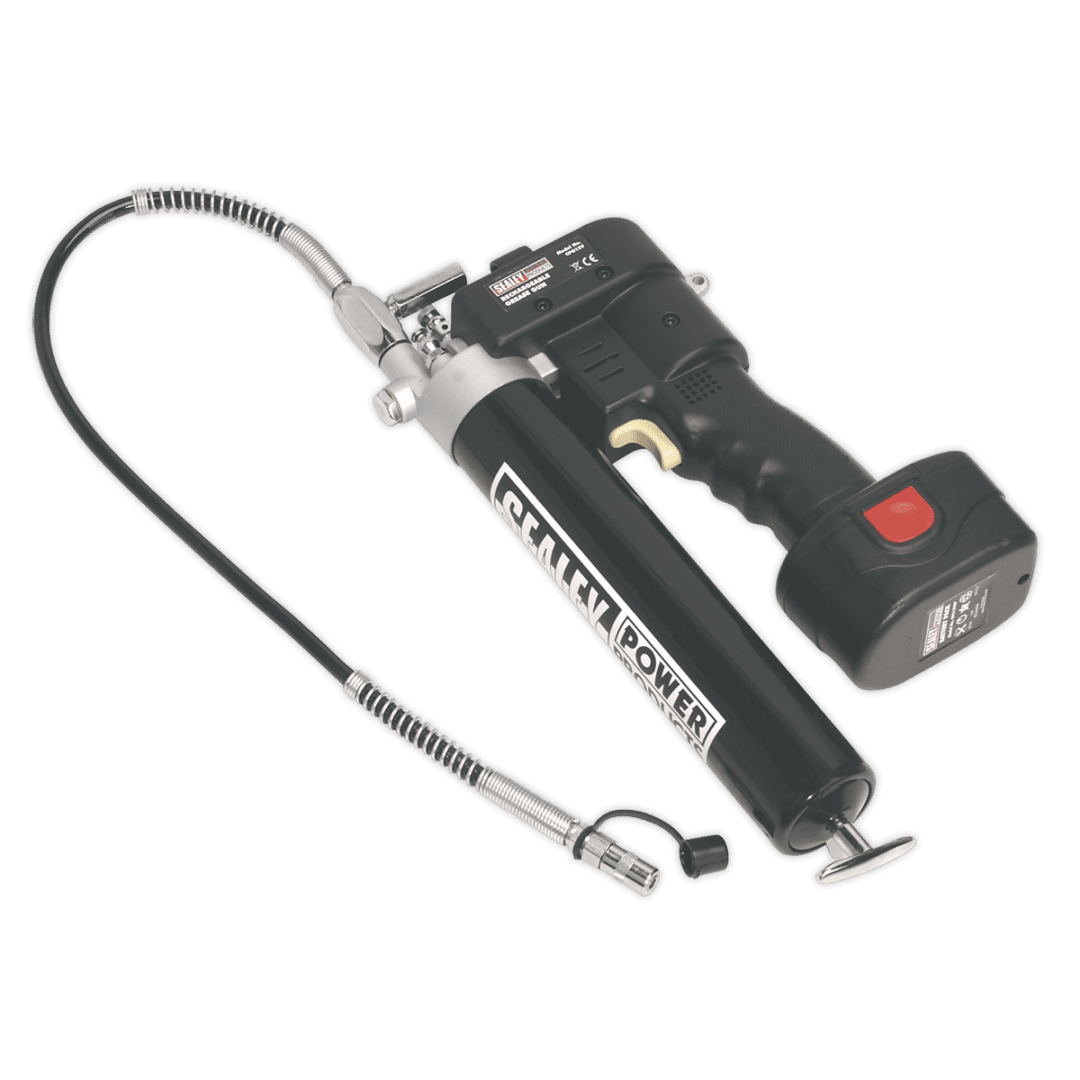 SEALEY 12V CORDLESS GREASE GUN CPG12V | Ideal for onsite greasing of machines where power and speed are required. | toolforce.ie