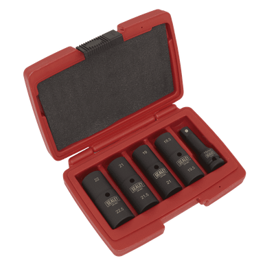 Schlag-Steckschlüssel 1/2 Zoll Antrieb Doppelseitig 18,5mm/19,5mm - 80mm Tief, Schwarze Phosphat-Beschichtung