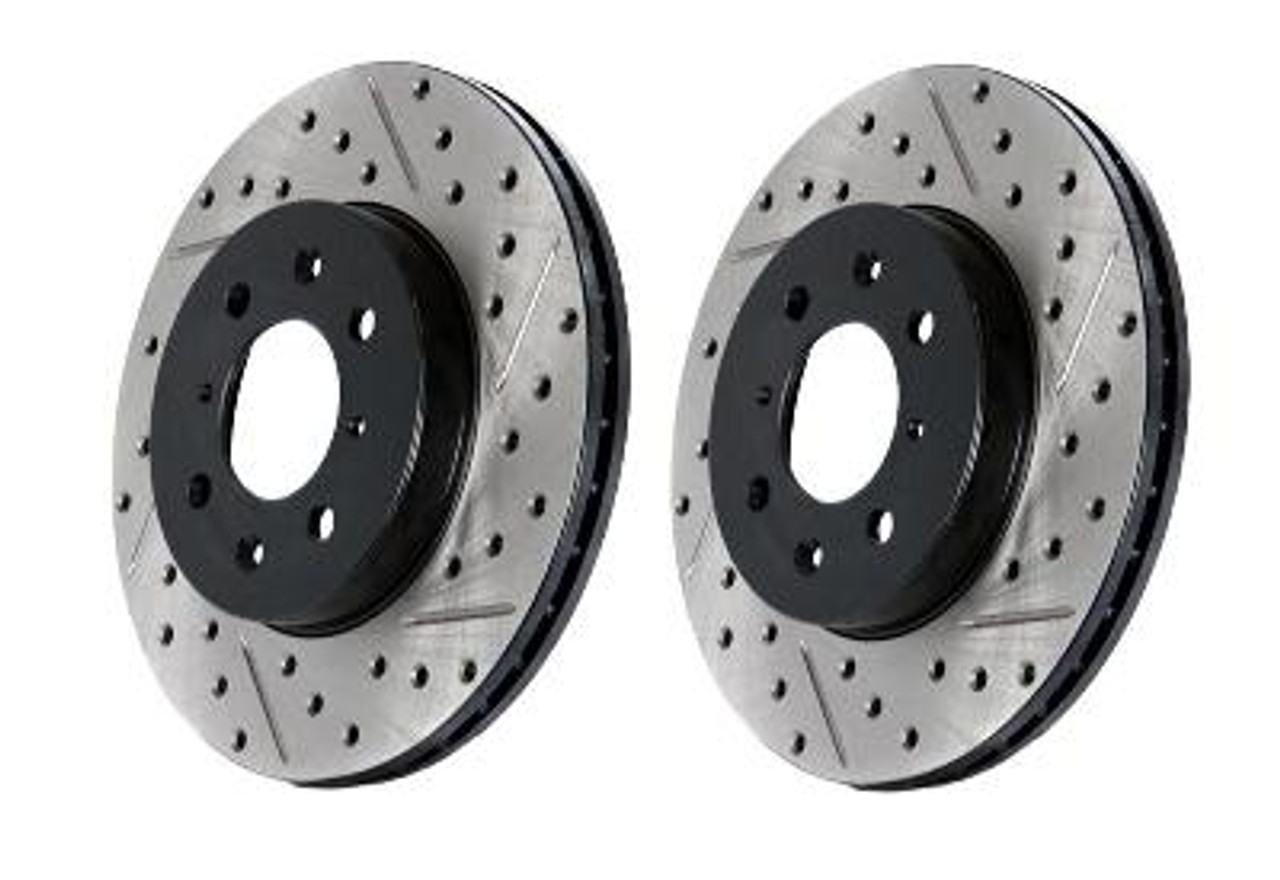 Pair Set 2 Front StopTech Slot Disc Brake Rotors for Acura RSX Honda Civic CR-Z