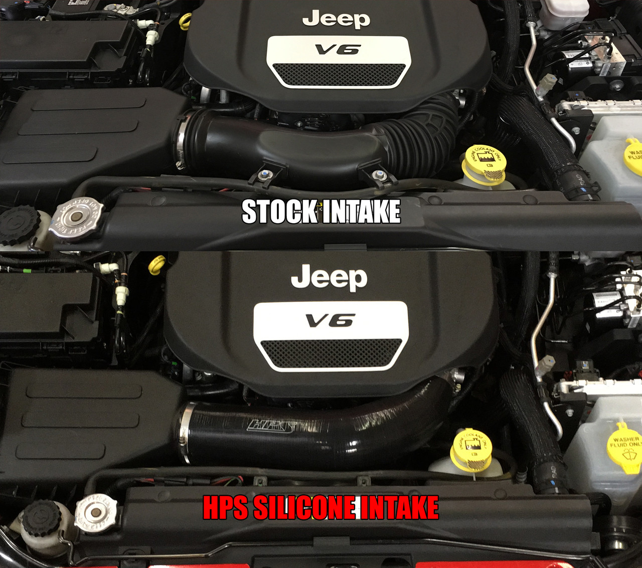 HPS Performance Black Reinforced Silicone Post MAF Air Intake Hose Kit for  Jeep 12-17 Wrangler JK & Unlimited 3.6L V6