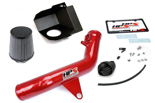 HPS Red Shortram Air Intake Kit with Heat Shield for 2012-2016 BMW M135i M135ix F20 F21 3.0L Turbo N55