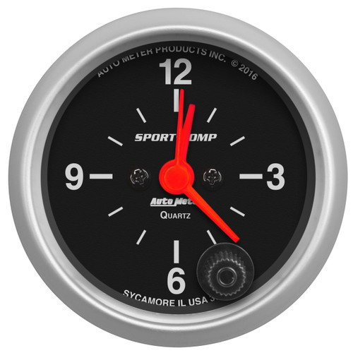 AutoMeter Gauge Clock 2 1/16" 12Hr Analog Sport-Comp