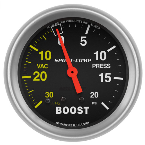 AutoMeter Gauge Vac/Boost 2 5/8" 30Inhg-20Psi Mechanical Sport-Comp