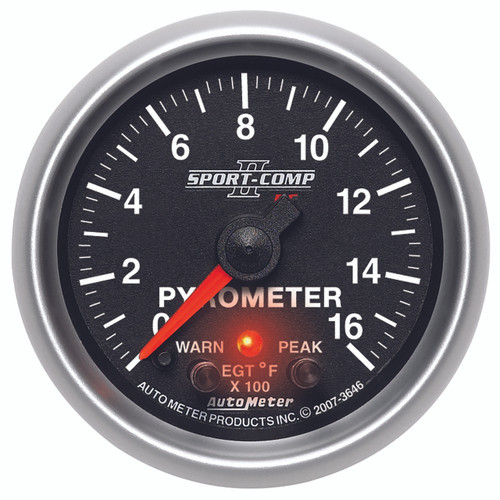 AutoMeter Gauge Pyrometer (EGT) 2 1/16" 1600ºf Stepper Motor W/Pk & Wrn Sport-Comp Ii