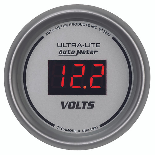 AutoMeter Gauge Voltmeter 2 1/16" 18V Digital Silver Dial W/ Red Led