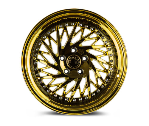 Aodhan Wheels Ds03 18x10.5 (Driver Side) 5x114.3 +22 Gold Vacuum w/ Chrome Rivets Aodhan Wheels Ds03 18x10.5 (Driver Side) 5x114.3 +22 Gold Vacuum w/ Chrome Rivets