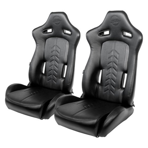 NRG Reclinable Sport Seats (Pair) The Arrow Black Vinyl w/ Pressed NRG