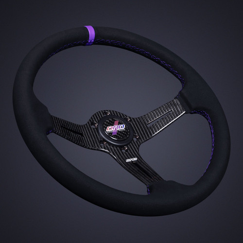 Dnd performance carbon fiber suede race wheel w purple stitch enjuku