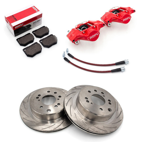 ROFU - Z32 Rear Brake Calipers, Rotors, Pads, and Line Swap Kit for ...