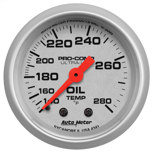 AutoMeter Gauge Oil Temp 2 1/16" 140280ºf Mechanical UltraLite