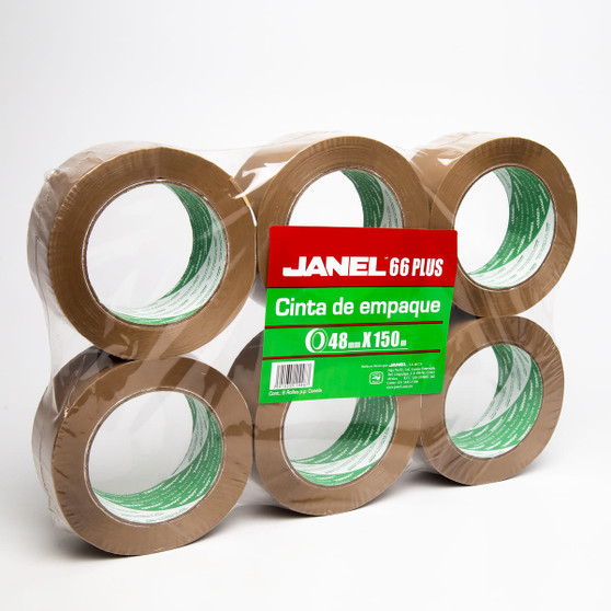 Cinta Canela para Empaque Janel 6 rollos con 150 m 48x150 cm