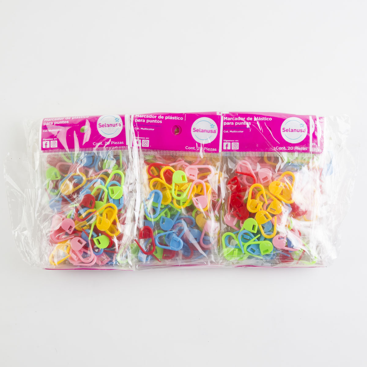 20 marcadores de plástico para punto y crochet