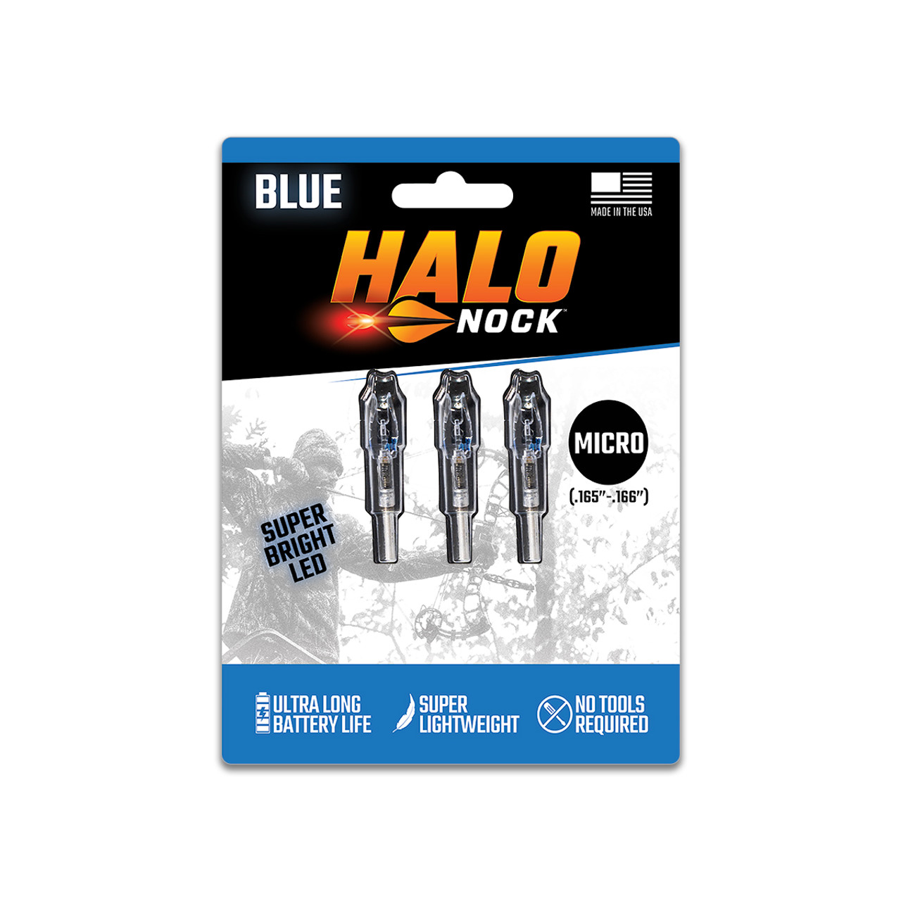 Double Take Archery Halo Nock Lighted Blue Micro Nock Three Pack .166 -  Mike's Archery