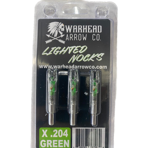 Warhead Arrow Co. .204 Green X Lighted Nocks 3 PK