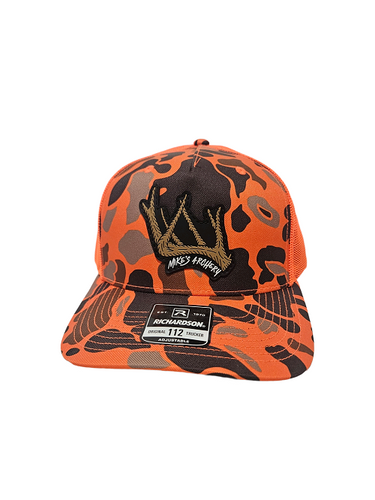 Mike's Archery Logo Silicon Antler Patch Richardson 112 Hat (Blaze Orange Camo)