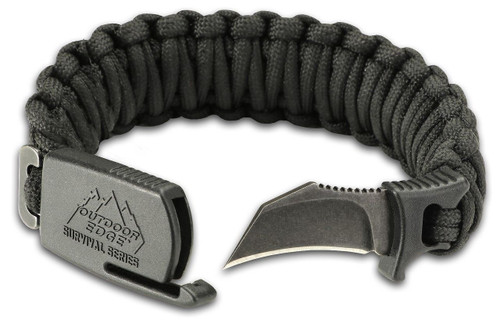 Outdoor Edge PCK-90C Para-Claw Paracord Knife Survival Bracelet -- Black, SIZE LARGE