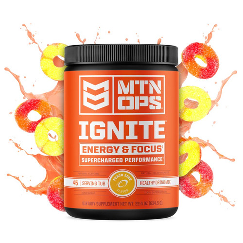 Mtn Ops IGNITE Peach Zing Supercharged Energy & Focus 45 Scoops