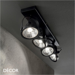 Ideal Lux - Glim 4 Adjustable Spotlights - Matt Black Modern Designer Spotlight Bar - Perfect for a Kitchen Island, Kitchen, Dining Room, Office, Restaurant or Bar Ideal Lux - Glim 4 Adjustable Spotlights - Matt Black Modern Designer Spotlight Bar - Perfect for a Kitchen Island, Kitchen, Dining Room, Office, Restaurant or Bar