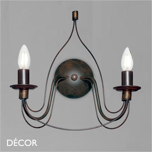 Ideal Lux - Corte - Antique Black Russet Finish & Brass Detail, Hand-Crafted Chandelier Wall Light - Italian style for a Dining Room, Living Room, Hall & Restaurant