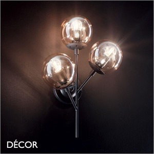 Ideal Lux - Kepler - Unusual Black Metal & Amber Glass Modern Designer Multiple Wall Light - A Magnificent Statement Piece for Any Contemporary Space Ideal Lux - Kepler - Unusual Black Metal & Amber Glass Modern Designer Multiple Wall Light - A Magnificent Statement Piece for Any Contemporary Space
